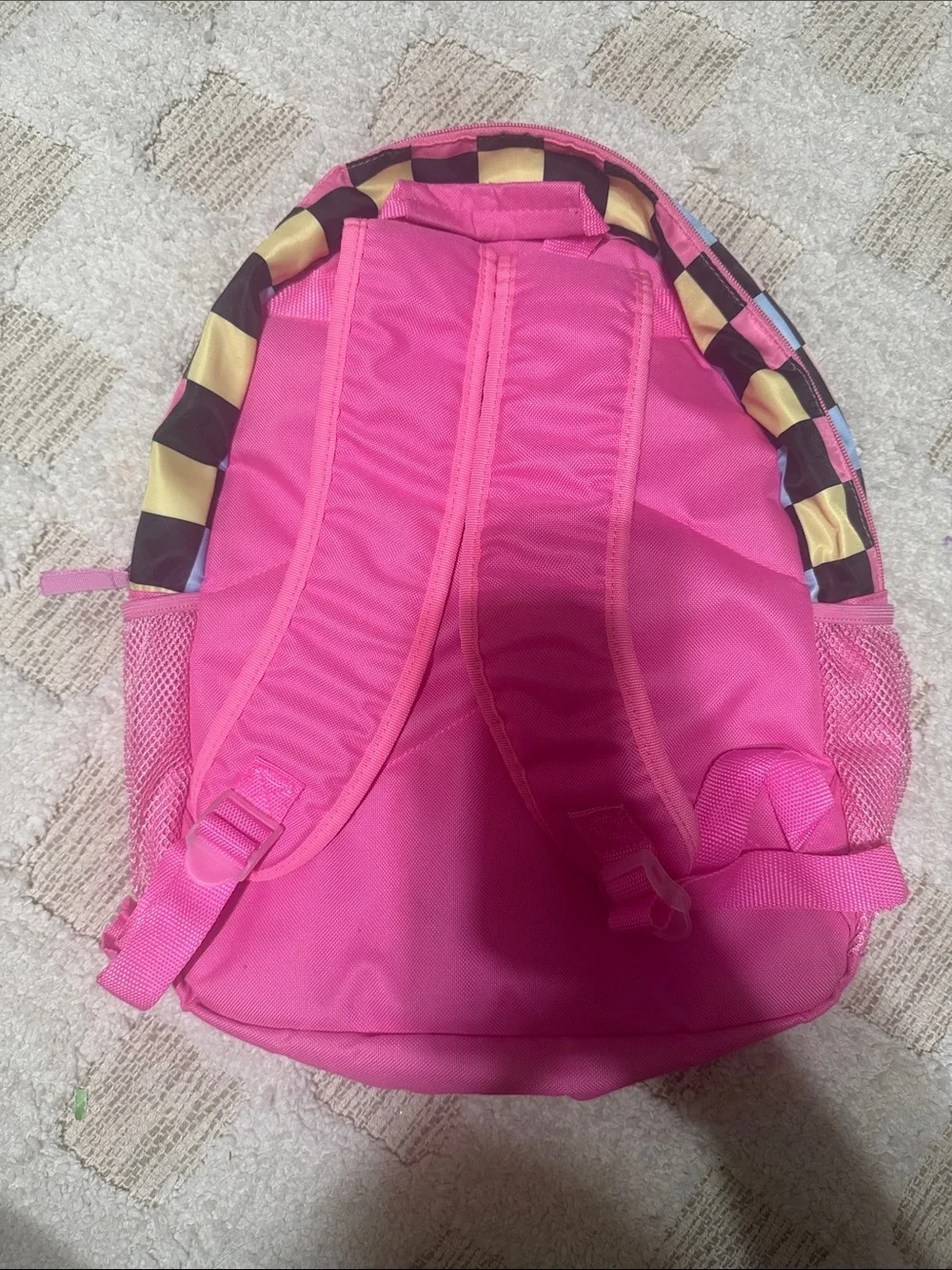Kids Pink Checkerboard Backpack with Pastel Accents